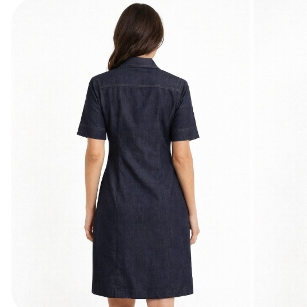 Cleo | Lux Button-Down Demin Shirt  Dress - Picture 3 of 8